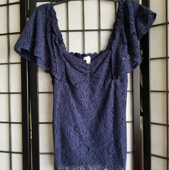 Lace navy top nwot - Picture 3 of 8